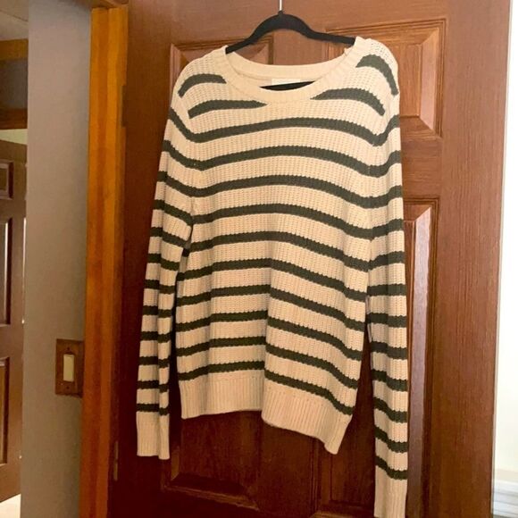 Striped Green & Beige Sweater - Picture 1 of 4